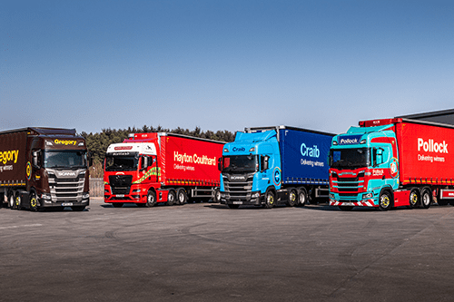 Gregory Group truck next to Scottish brands.