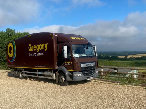 Gregory lorry parked on gravel.