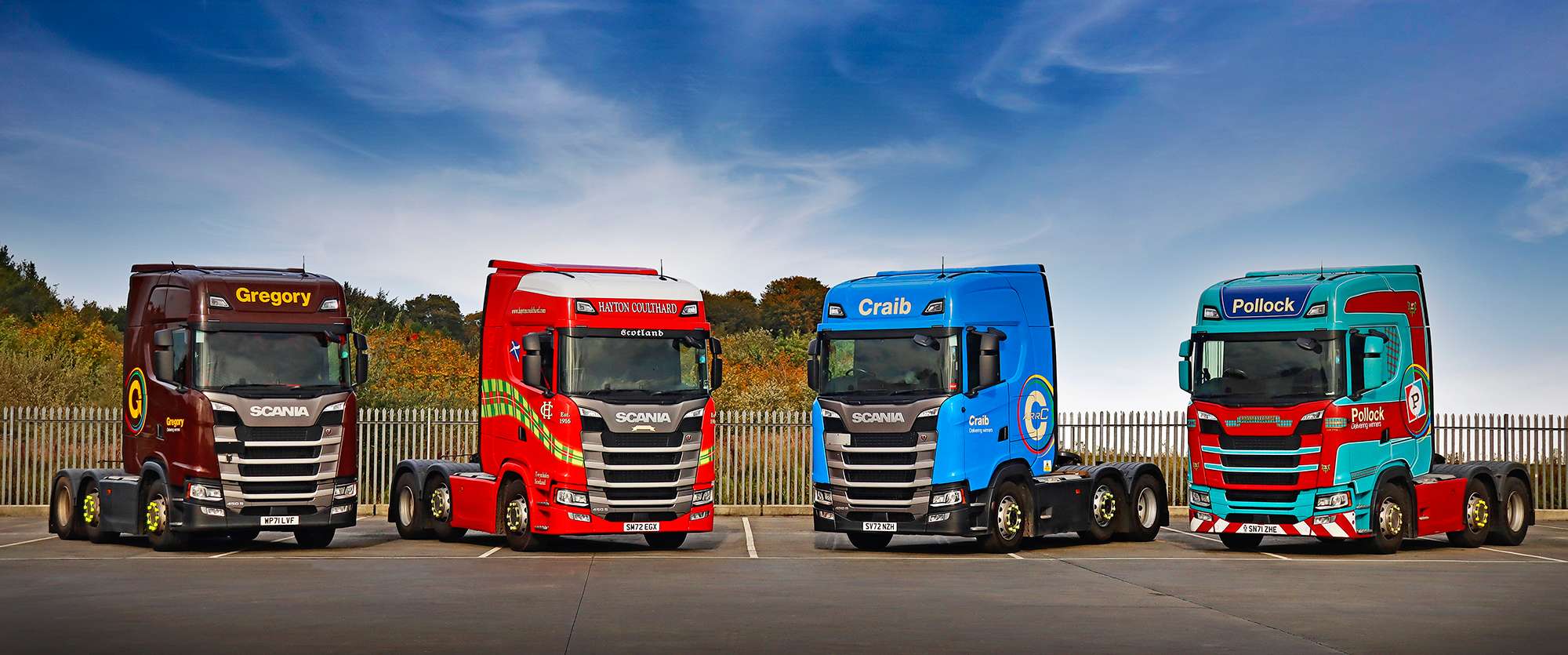 Cabs of all four Gregory Group brands.