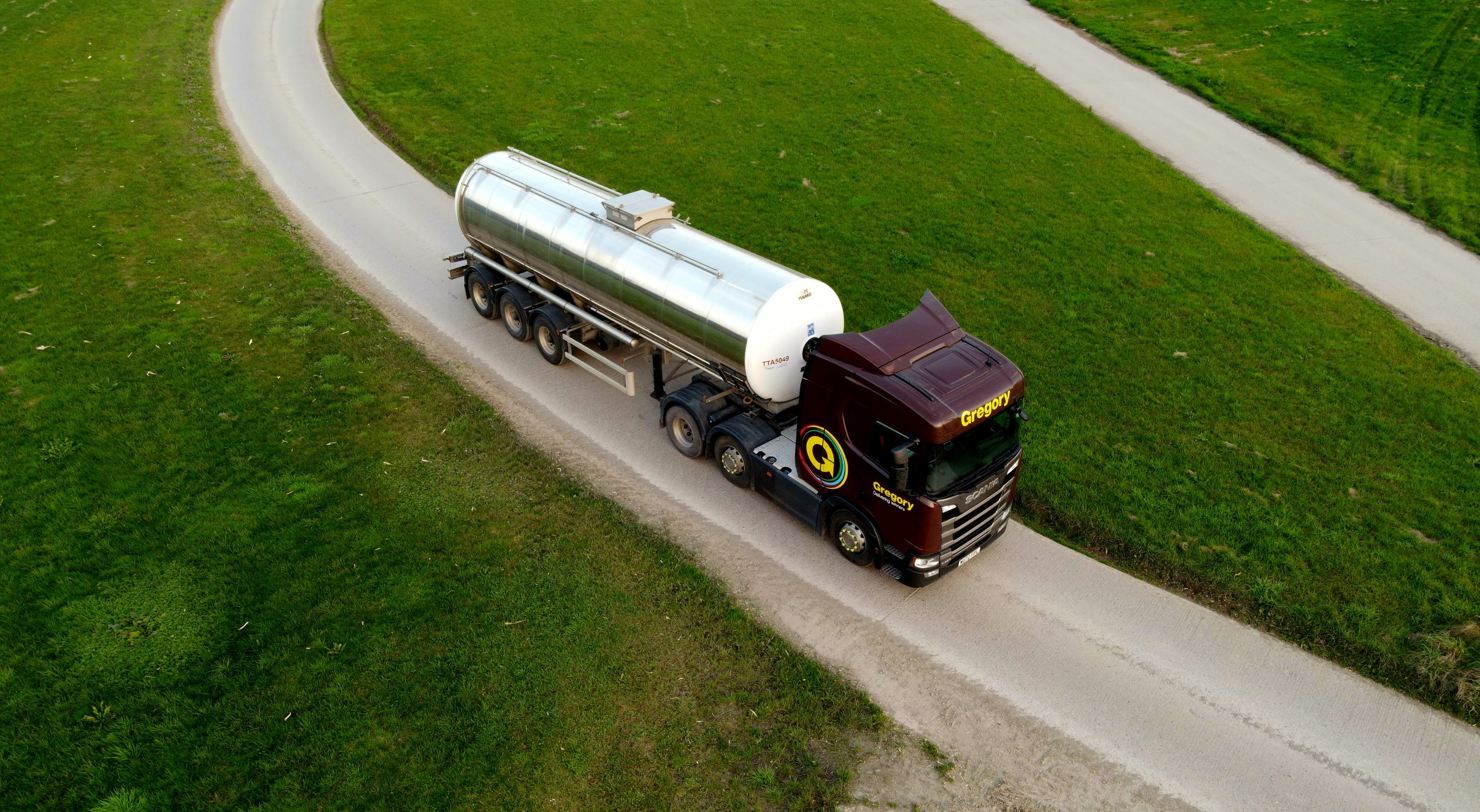 Aerial view of Gregory milk transhipment vehicle.