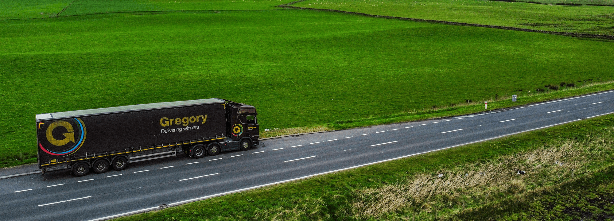 Aerial view of Gregory lorry.