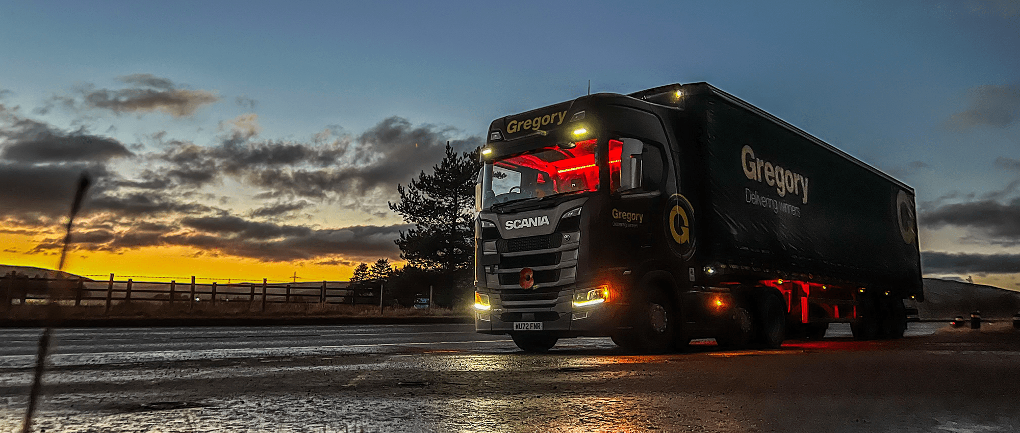 Gregory truck as sun sets.