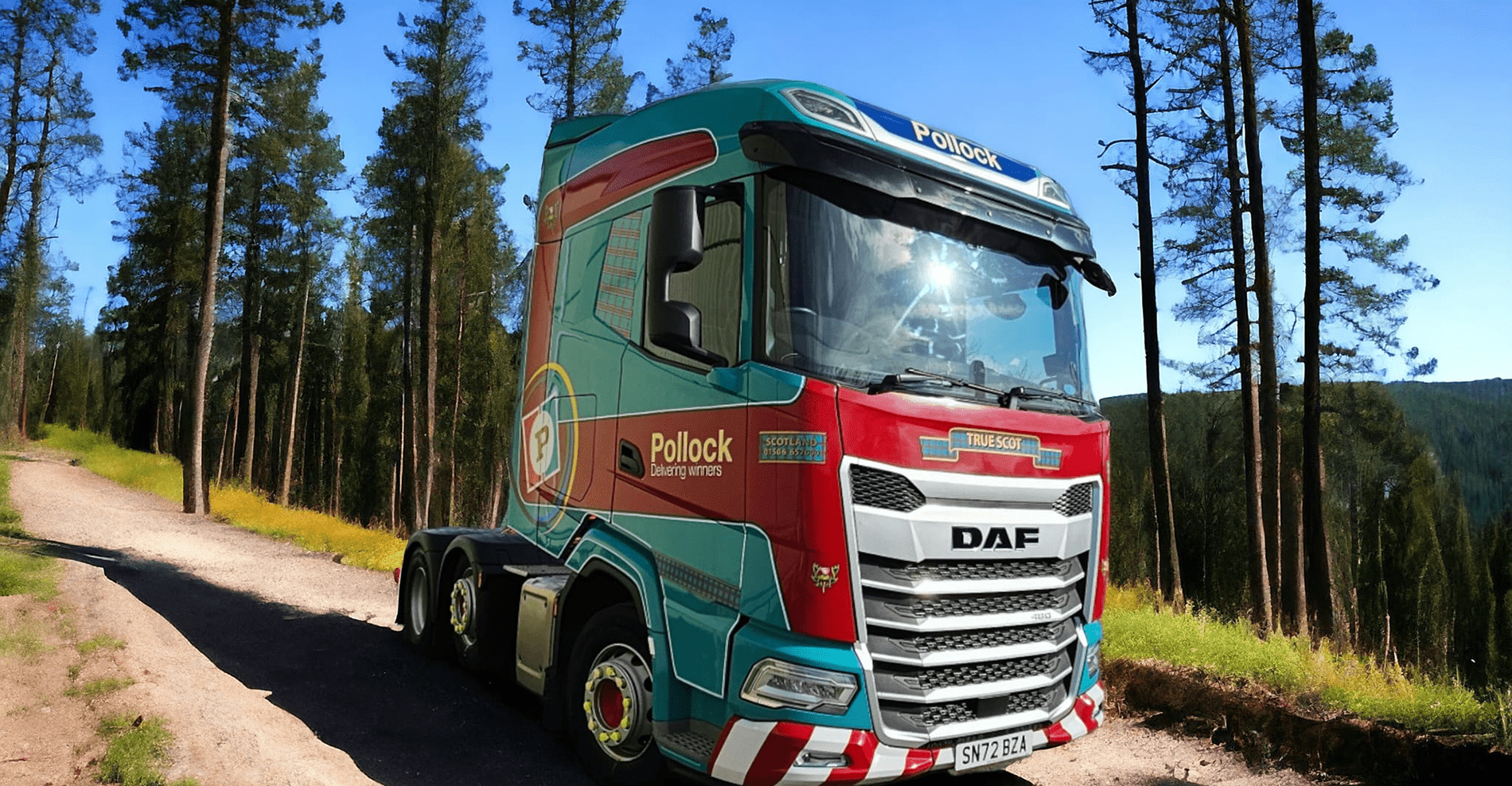 Pollock cab in forest.