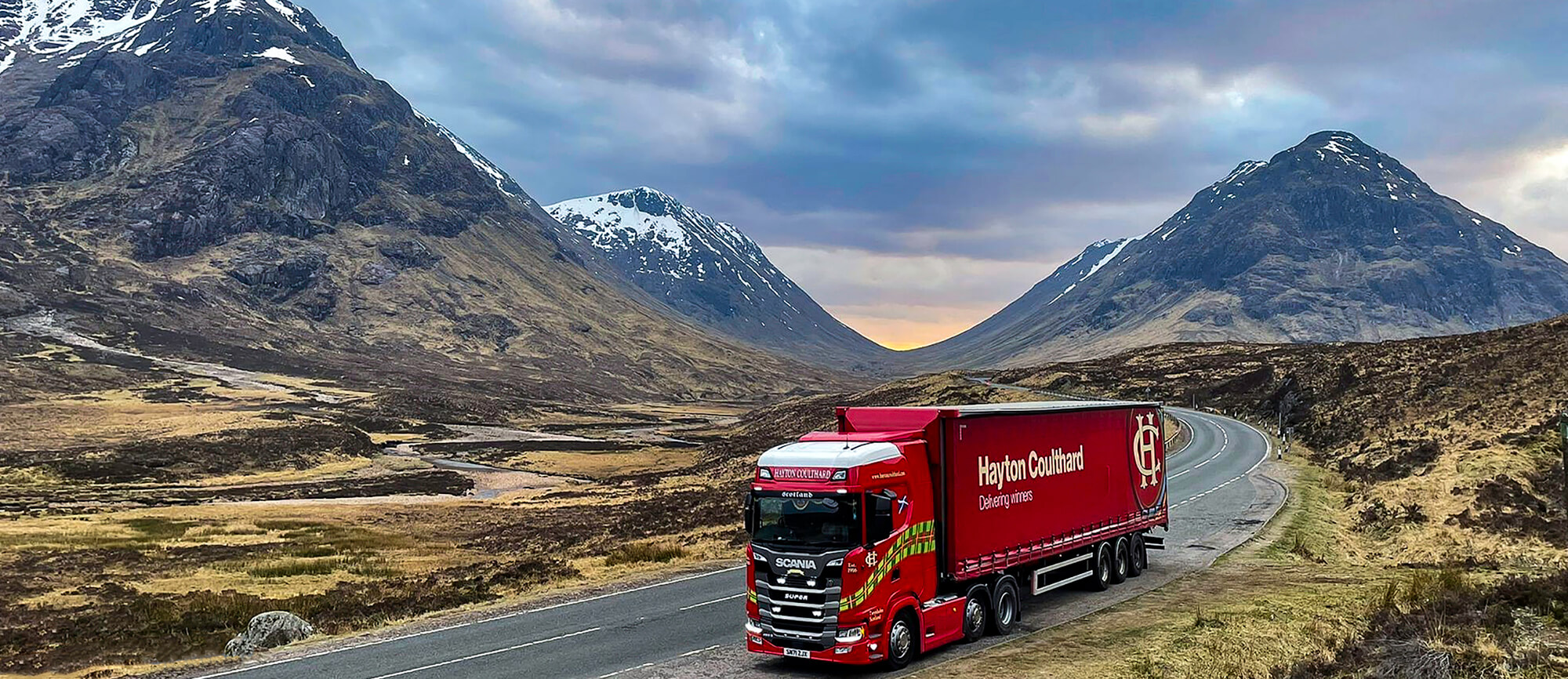 Hayton Coulthard lorry with scenic view.