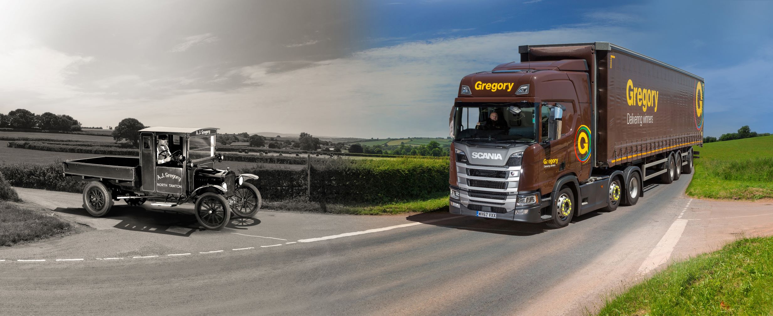 Gregory old and new trucks merged.