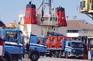 Craib trucks at port.