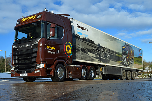 Gregory truck pulling heritage trailer.