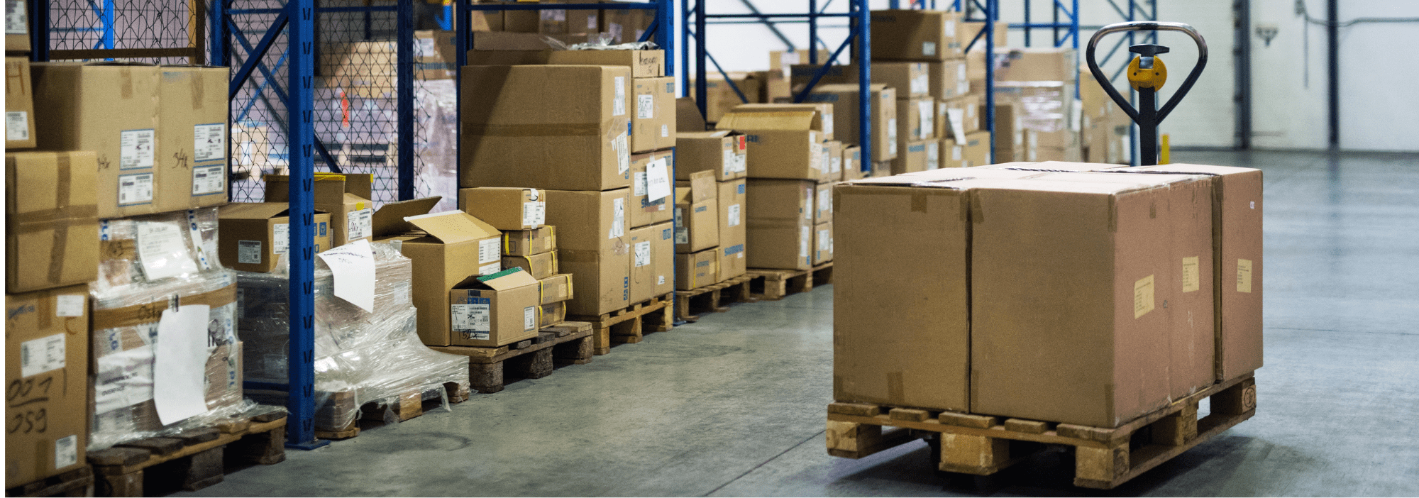 Pallets in warehouse.