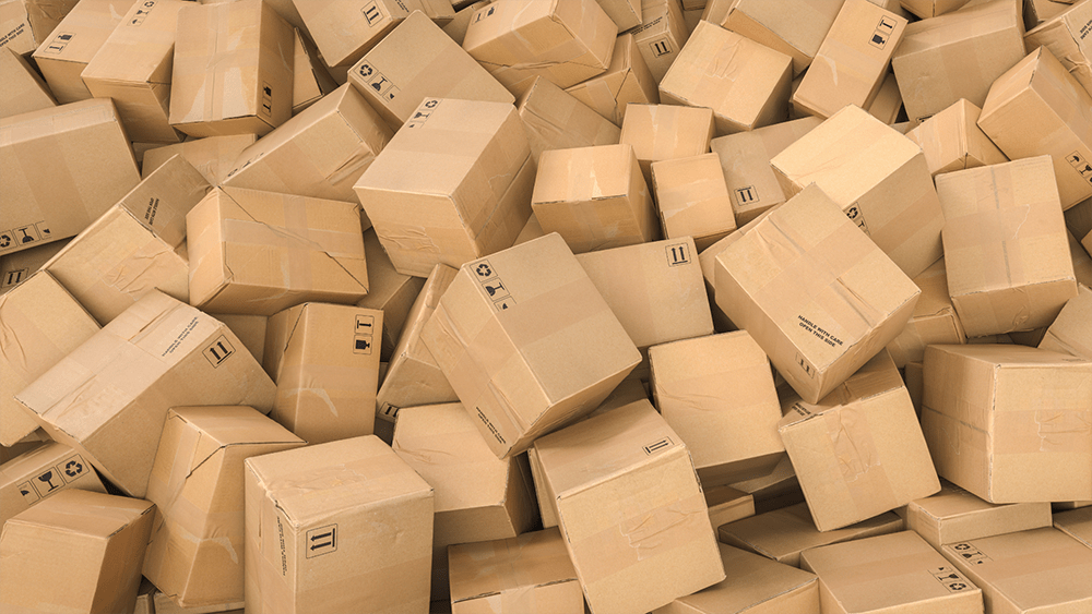 pile of cardboard boxes.