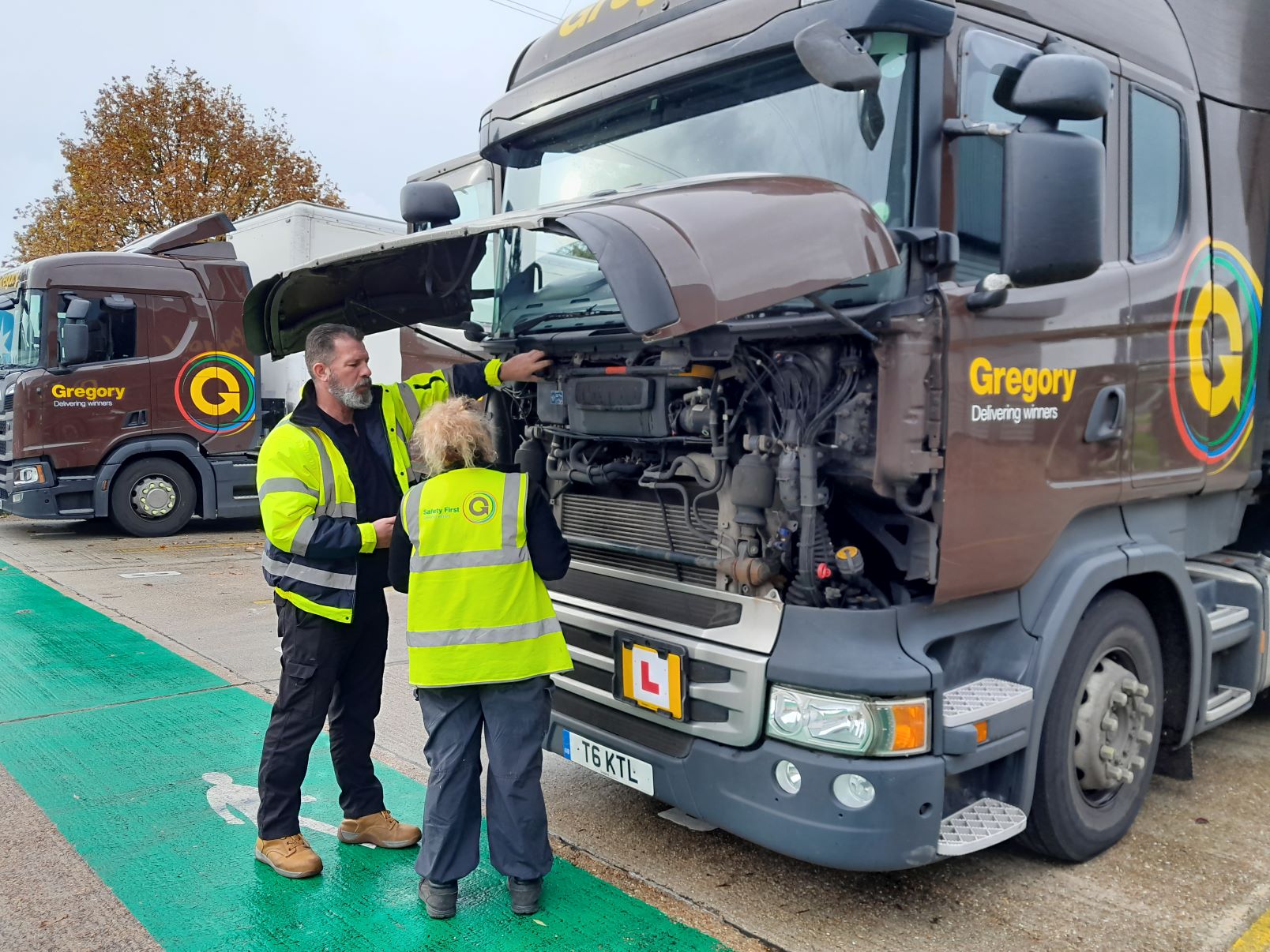 Gregory truck engine during training session.
