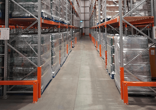 racking in warehouse.