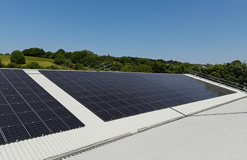 solar panels on warehouse.